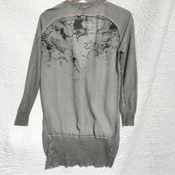 SANDWICH Distressed Grey Knit Cardigan with Sheer Back Panel, Size X-Small -#238 - Picture 1 of 12